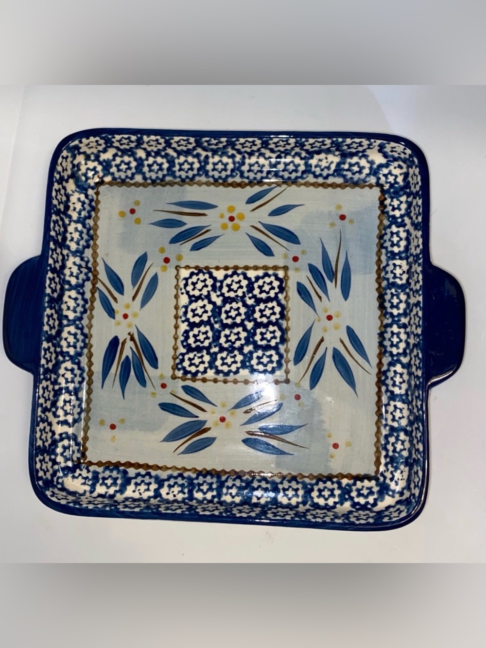 Temp-tations by Tara Square Plate Blue/White Floral Old World Serving Dish